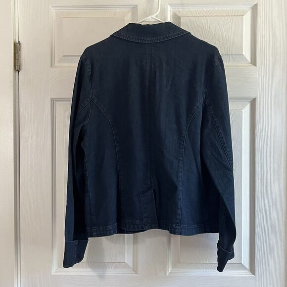 Levi Strauss Signature Denim Jacket Size M Blue Dark Wash Gold Buttons Collared - Picture 10 of 12